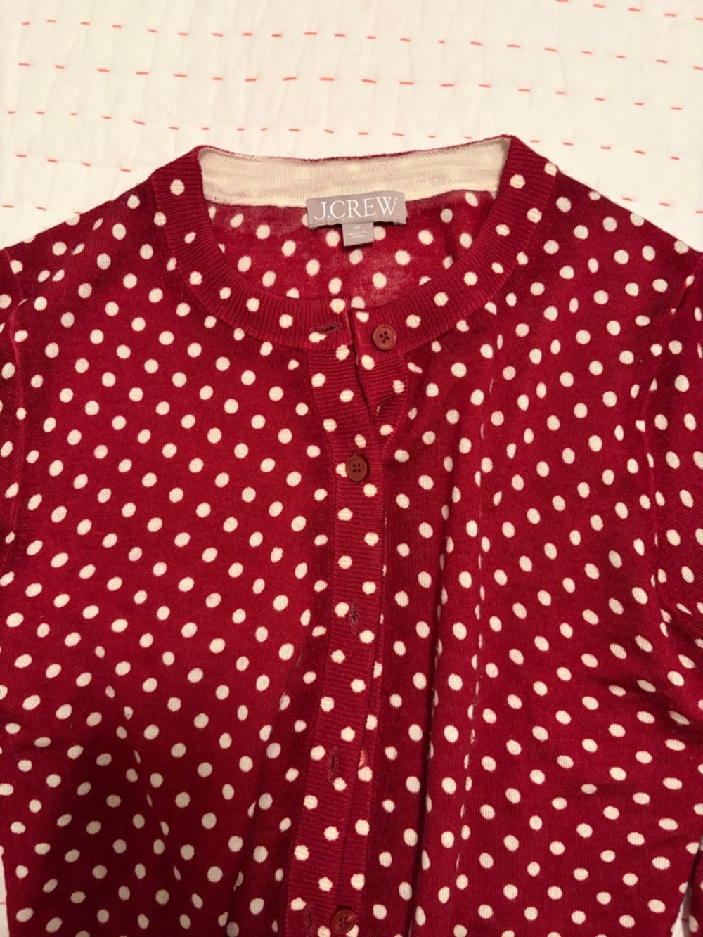 J.Crew Burgundy/cream Polka Dot Button-Down Cardigan